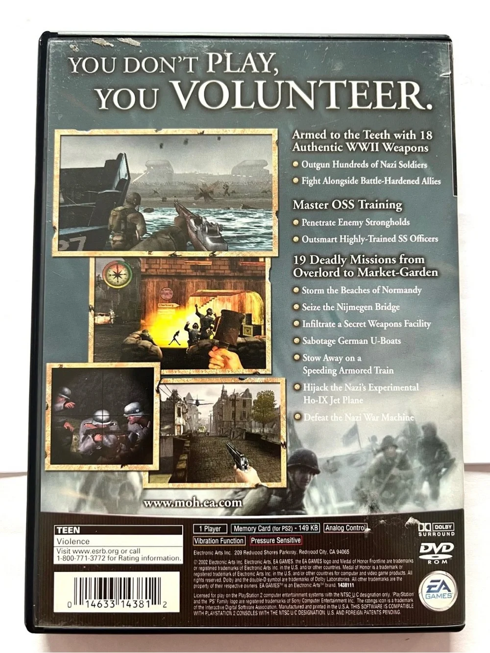 Medal Of Honor Frontline ( Sony PlayStation 2, 2002 PS2) Complete & Tested